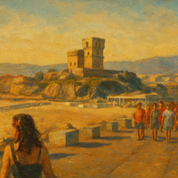 Tarifa Watchtower over the Beach, Tarifa, Spain