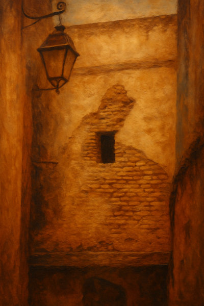 Lantern in a Narrow Fes Alley, Fes, Morocco