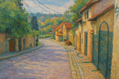Eger Cobbled Lane and Old Houses, Eger, Hungary