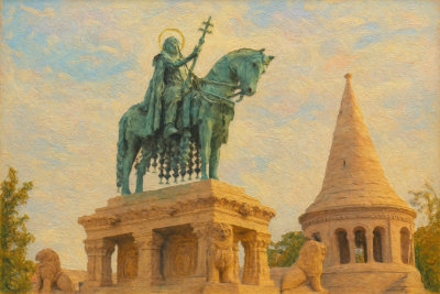 St. Stephen Statue at Fisherman's Bastion, Budapest, Hungary