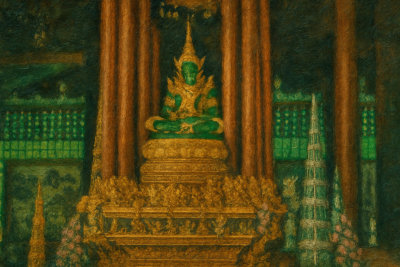 Green Buddha on a Gilded Altar, Chiang Rai, Thailand