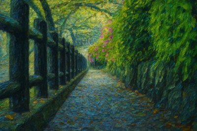 Garden Path Under Green Arches, Tokyo, Japan