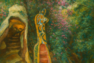 Giraffe Sculpture in a Flower Garden, Da Lat, Vietnam