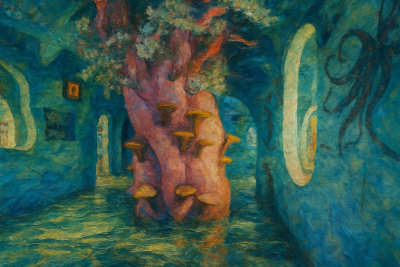 Whimsical Tree and Mushroom Interior, Da Lat, Vietnam