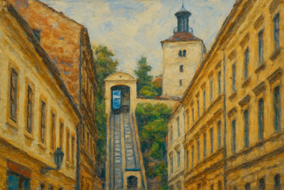 Zagreb Funicular and Lotrščak Tower, Zagreb, Croatia