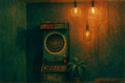 Dartboard Machine Under Bulb Lights, Zadar, Croatia