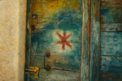 Weathered Door with Red Star, Sibenik, Croatia