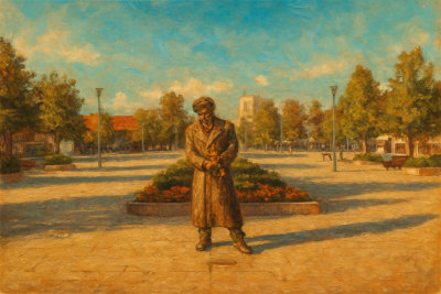 Statue in Nikšić Town Square, Niksic, Montenegro