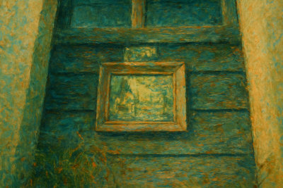 Old Frame on a Teal Wall, Stari Bar, Montenegro
