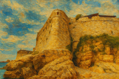 Ulcinj Ramparts Above the Sea, Ulcinj, Montenegro