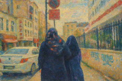 Istanbul Street in Headscarves, Istanbul, Turkey