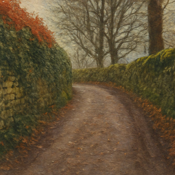 Mossy Stone-Walled Country Lane, Castleton, England