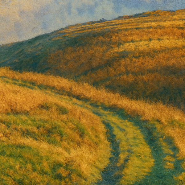 Grassy Track Over Golden Hills, Castleton, England