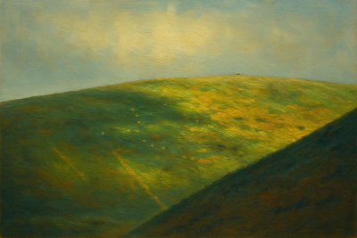 Somerset Hillside in Sunlight, Rowberrow, England