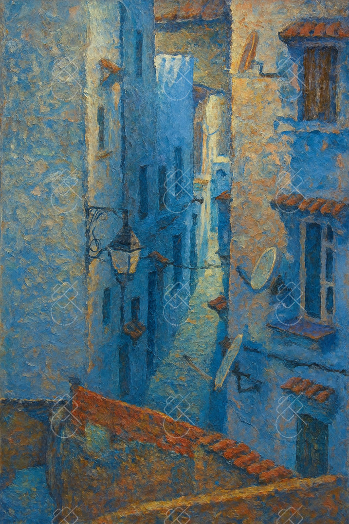 Blue Alley in Chefchaouen, photographed in Chefchaouen, Morocco