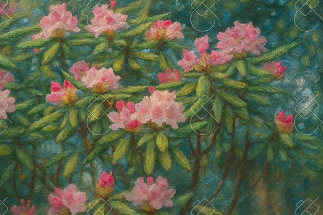 Pink Rhododendrons in Bloom, photographed in Kyoto, Japan