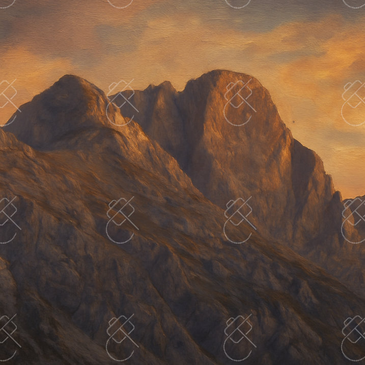 Mountain Peaks at Golden Hour, photographed in Stavna, Montenegro