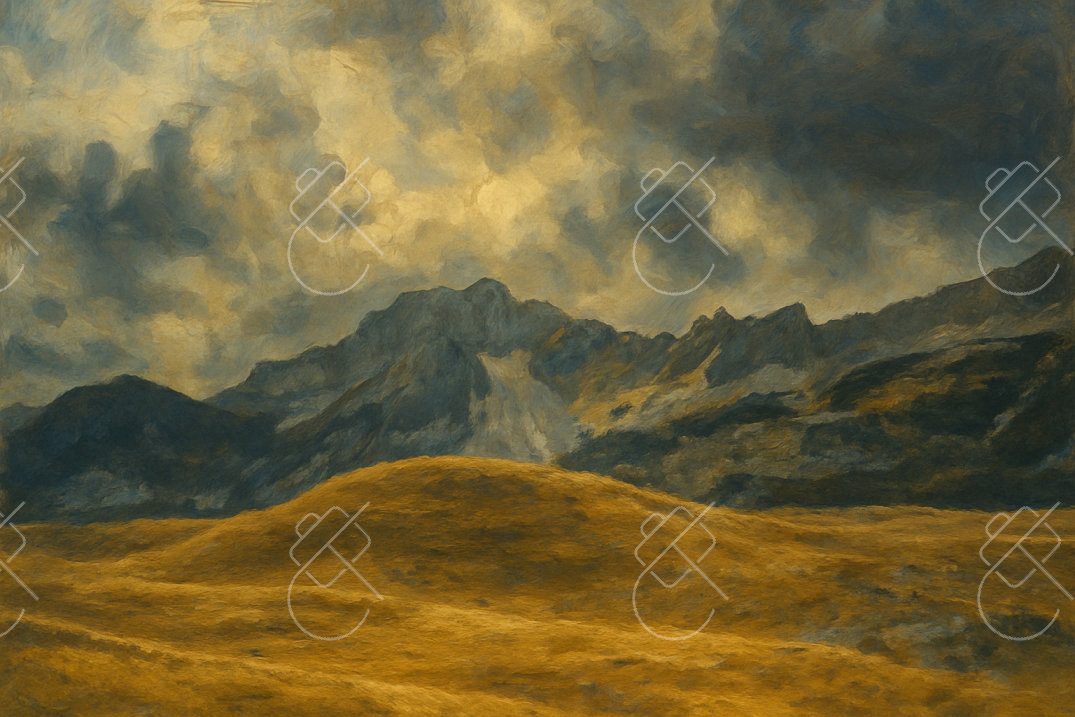 Stormy Peaks Over Golden Grass, photographed in Niksic, Montenegro