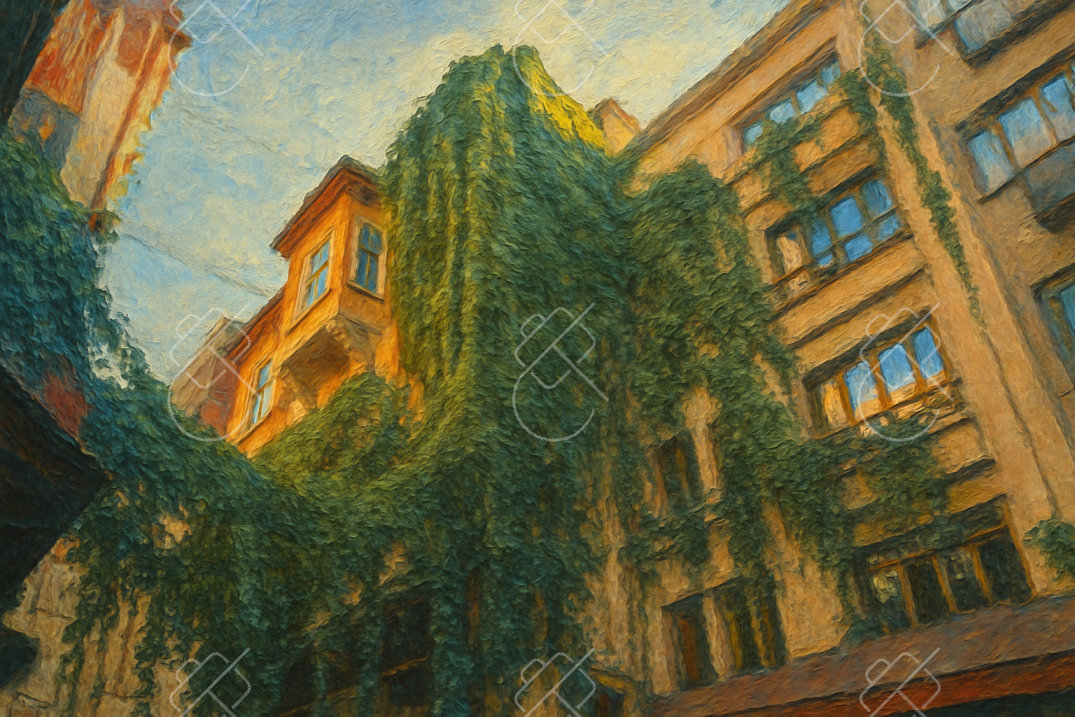 Ivy-Covered Istanbul Courtyard, photographed in Istanbul, Turkey