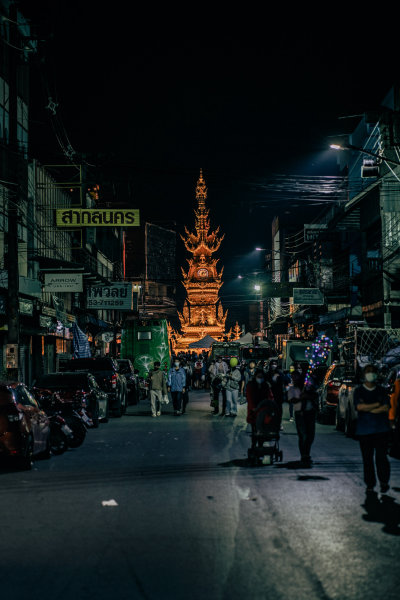 Chiang Rai Clock Tower at Night, Chiang Rai, Thailand