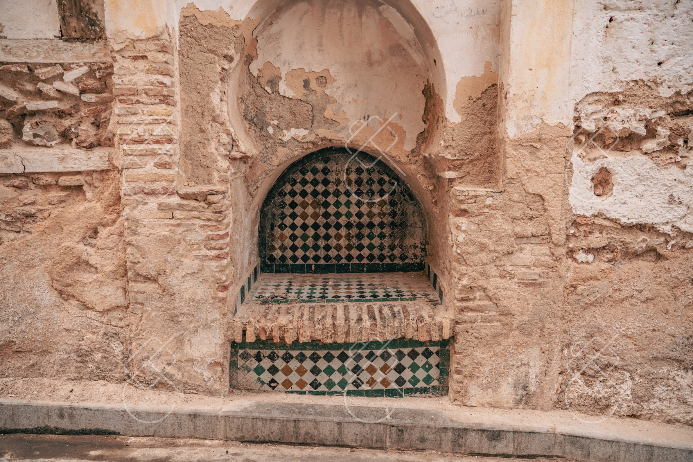 Tiled Fountain Niche, photographed in Fes, Morocco