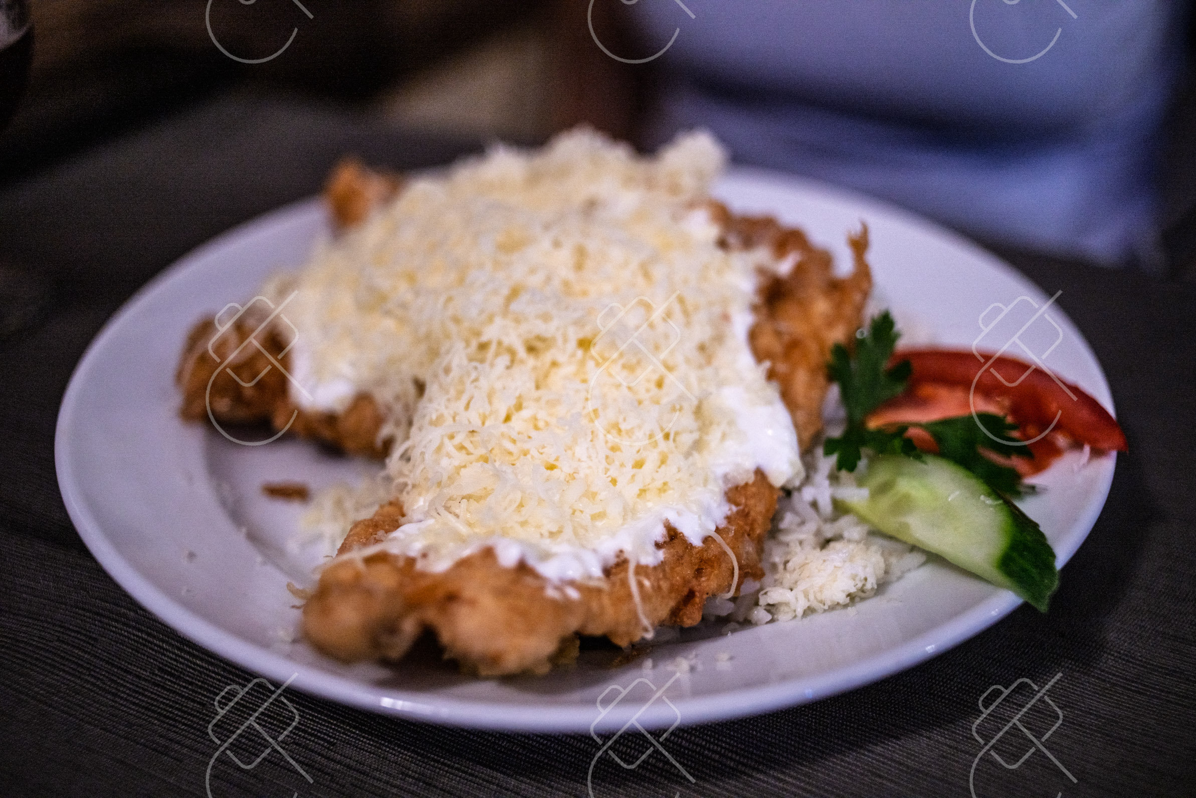 View & buy this print Breaded fried cutlet with rice — Central Europe