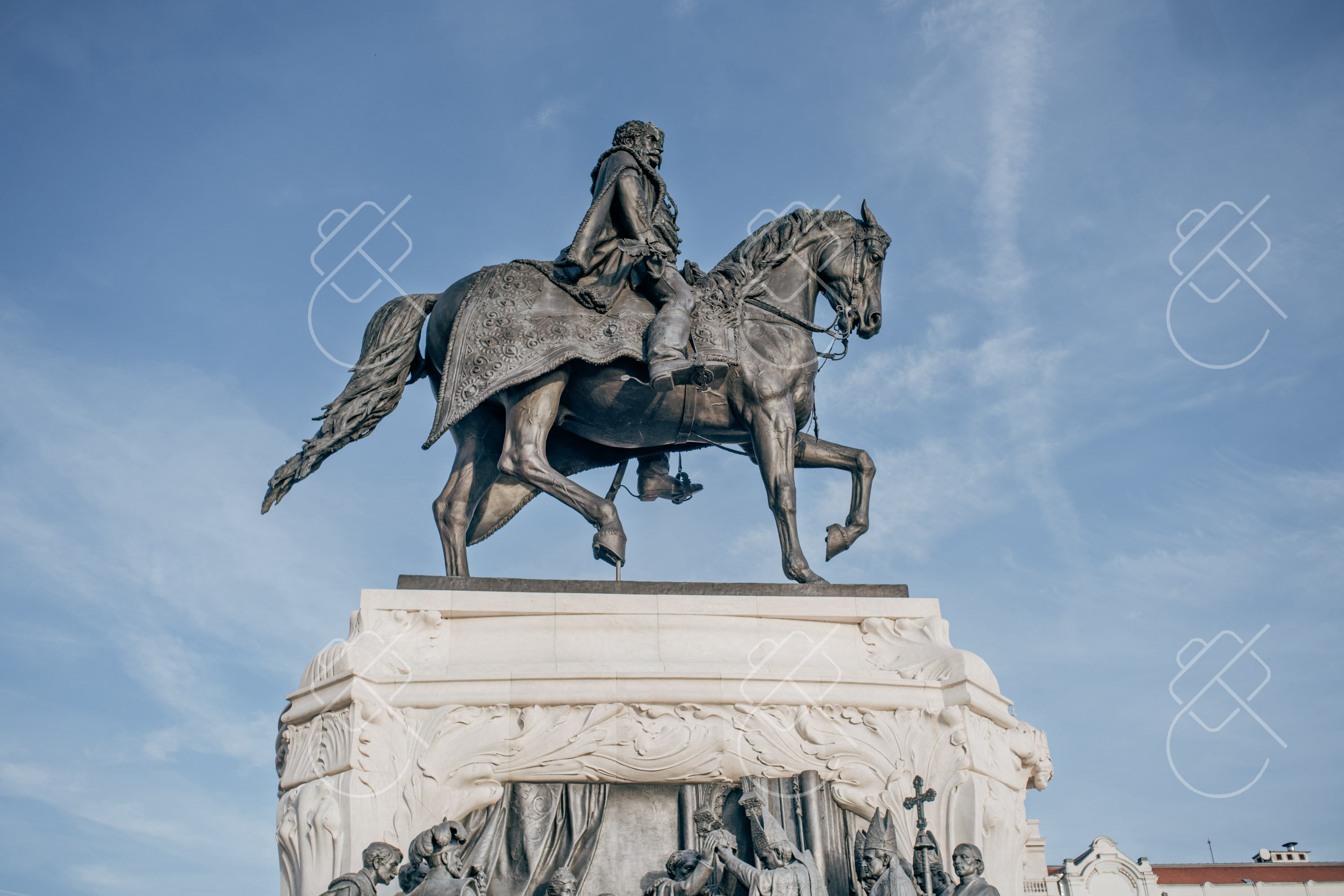 An equestrian statue in Heroes' Square — Budapest, fine art travel photography print available from Clever Tourists