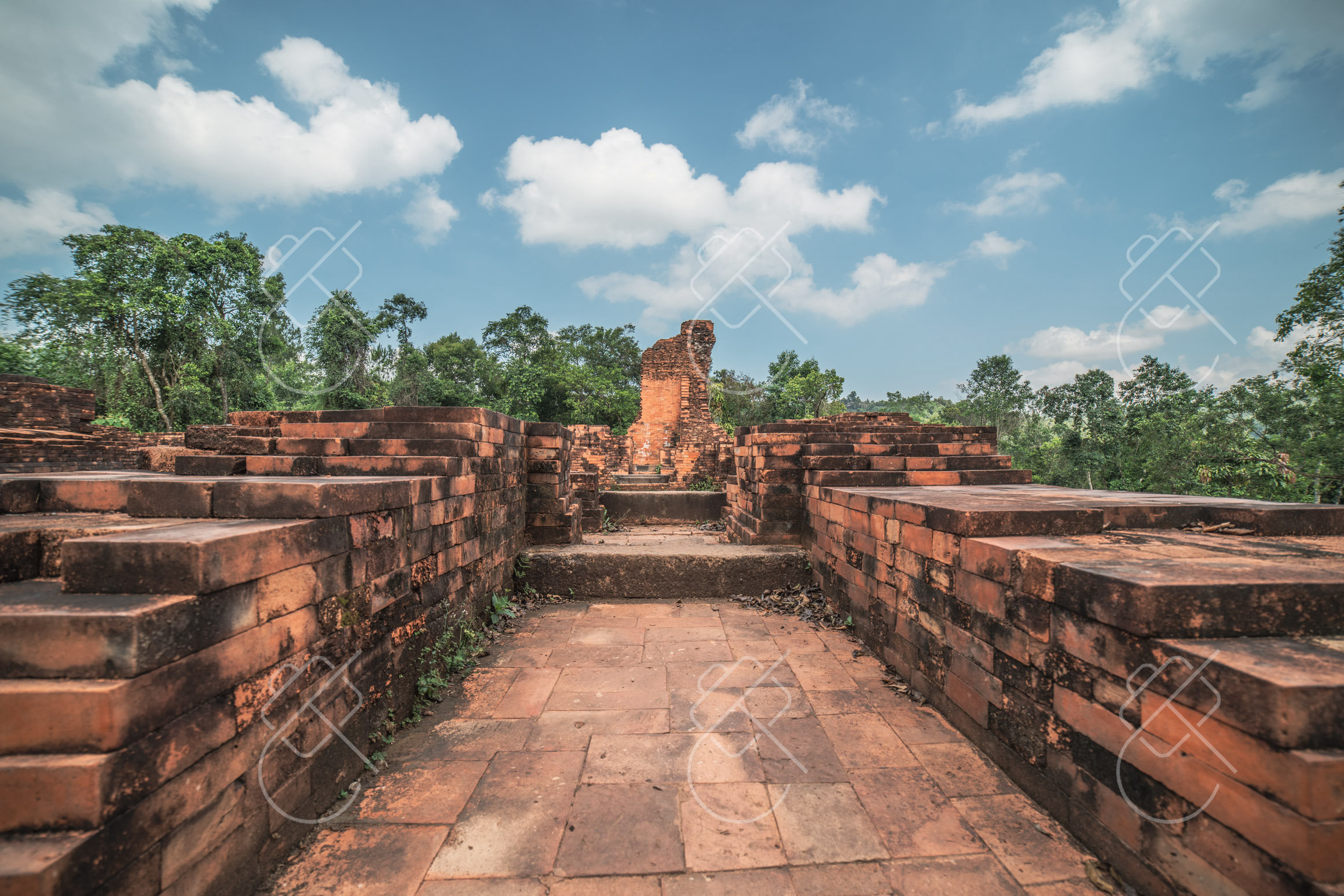 A weathered red-brick Cham tower at My Son Sanctuary — Quảng Nam