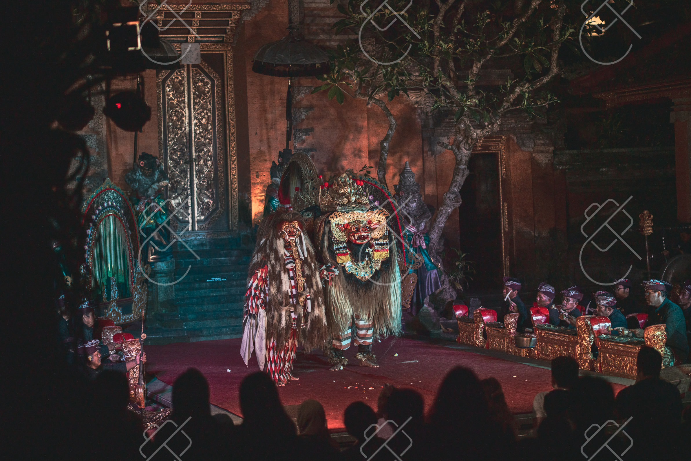 A Barong dance performance with live gamelan at the royal palace — Ubud, fine art travel photography print available from Clever Tourists