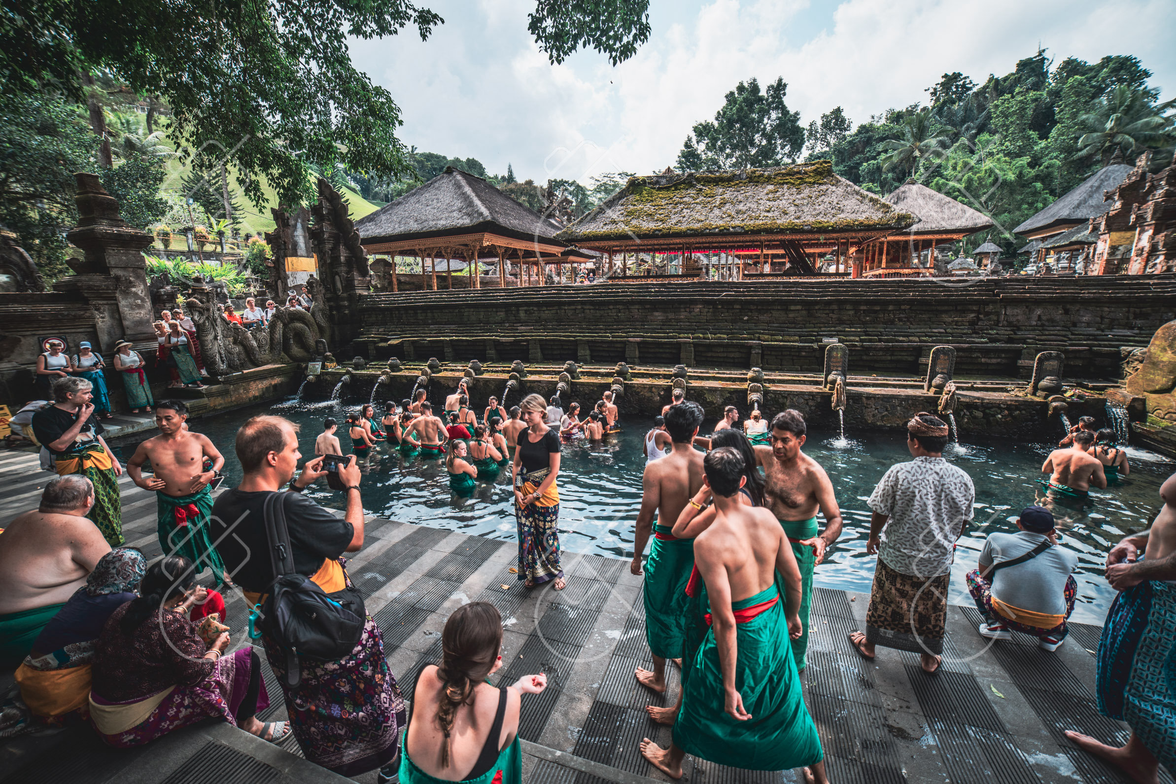Sacred mountain temple and devotees gathering along the highland volcanic slopes — Kintamani, fine art travel photography print available from Clever Tourists