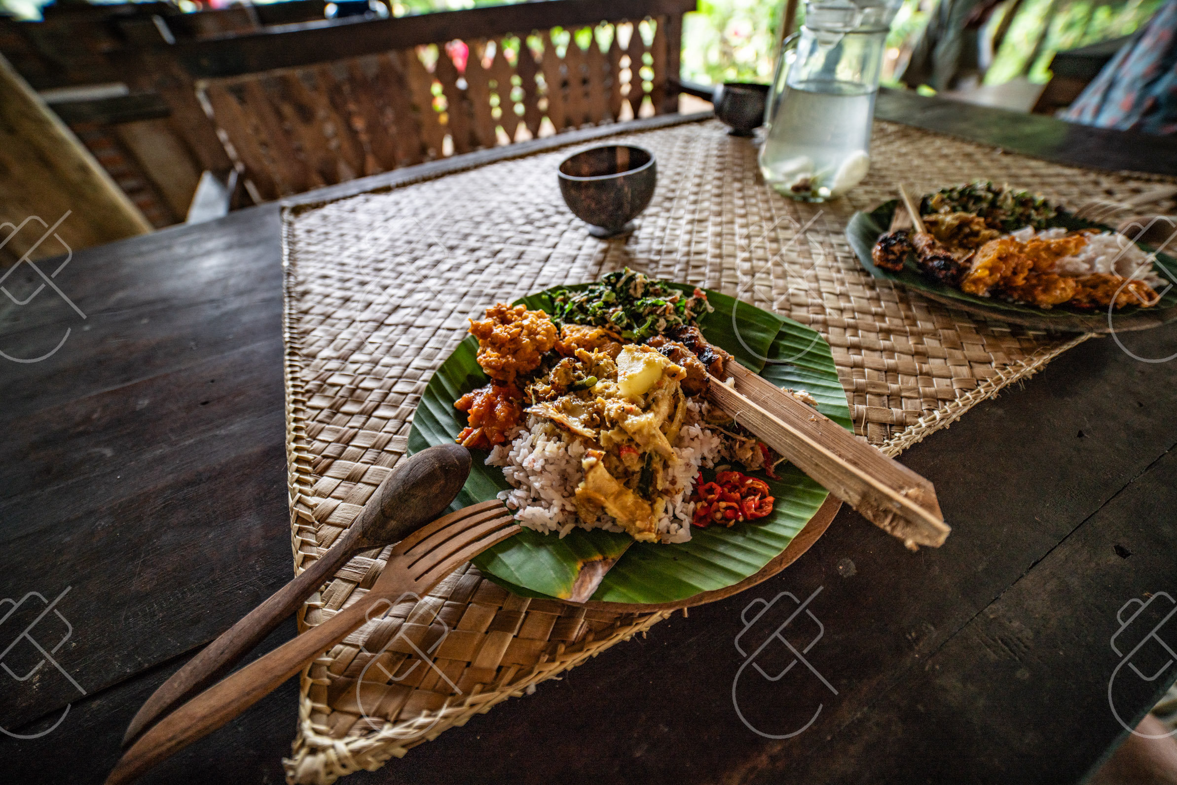 A Balinese meal served on a banana leaf — Sidemen, fine art travel photography print available from Clever Tourists