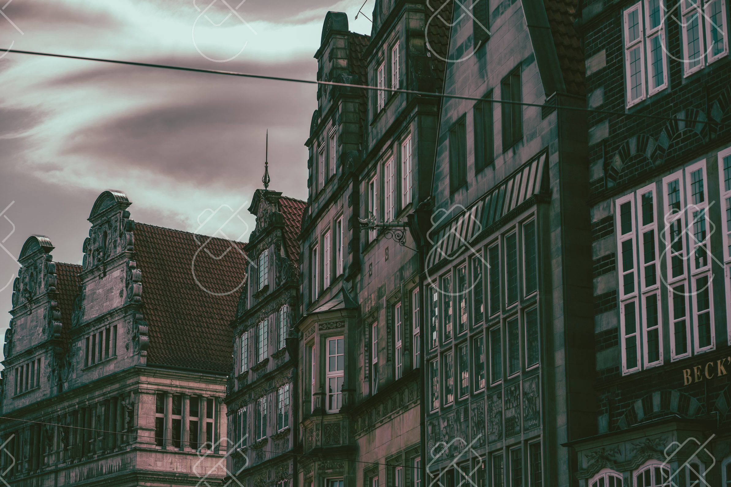 Stepped-gable Weser Renaissance townhouses lining Bremen's market square — Bremen, fine art travel photography print available from Clever Tourists