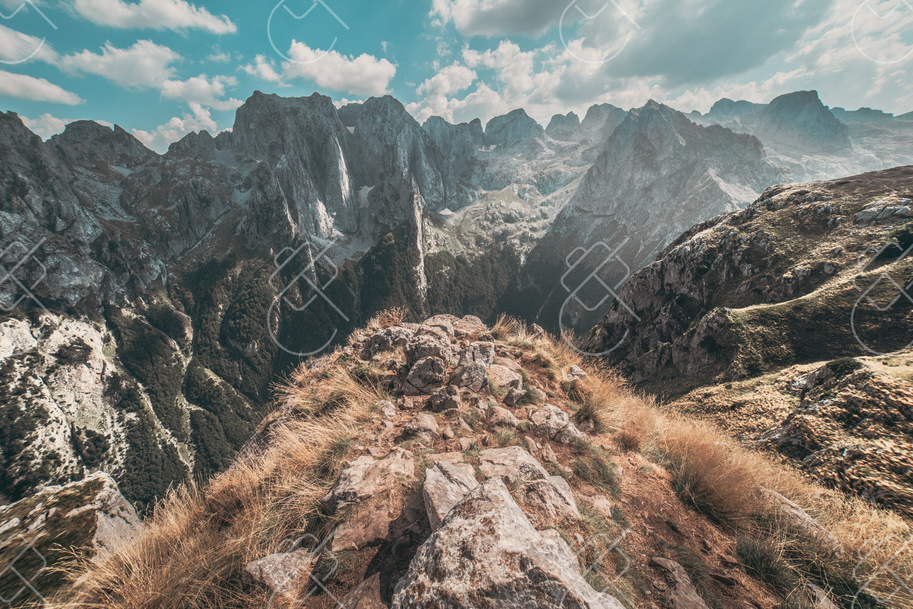 Prokletije Peaks from a Ridge, photographed in Gusinje, Montenegro