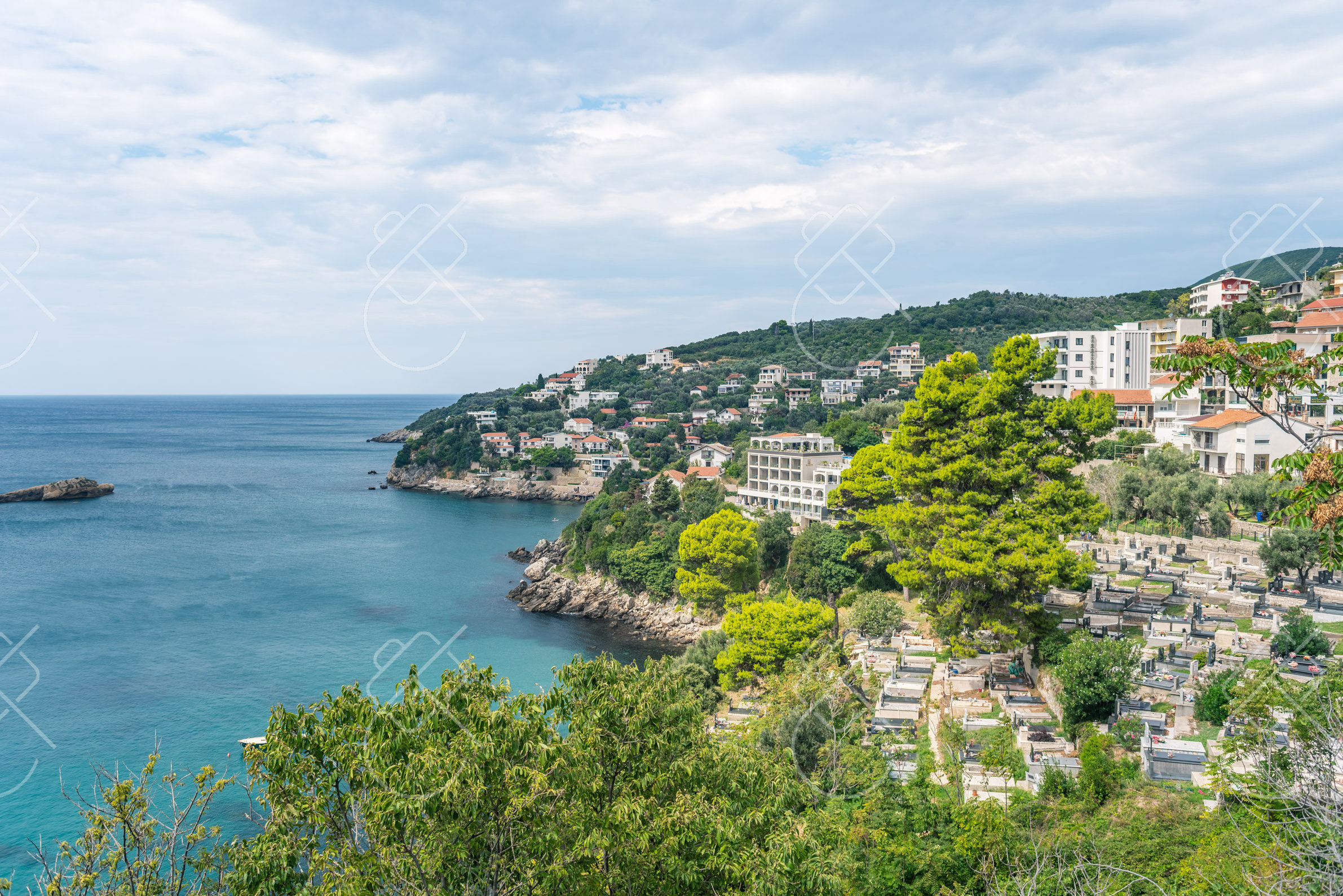Ulcinj's hillside neighborhoods running down to the Adriatic — Ulcinj, fine art travel photography print available from Clever Tourists